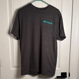 Costa Men's Dark Gray Tee with Aqua Logo